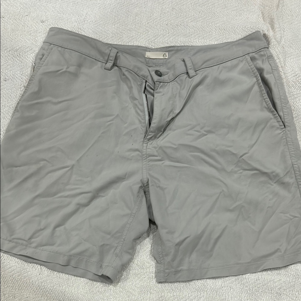 Flat Front Gray Knee-Length Shorts